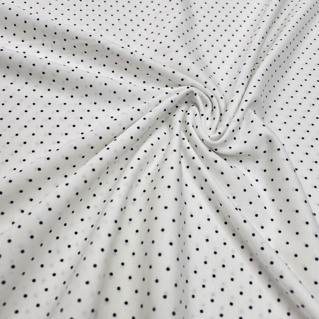 טריקו כותנה דפוס נקודות סיכה נייבי על רקע לבן