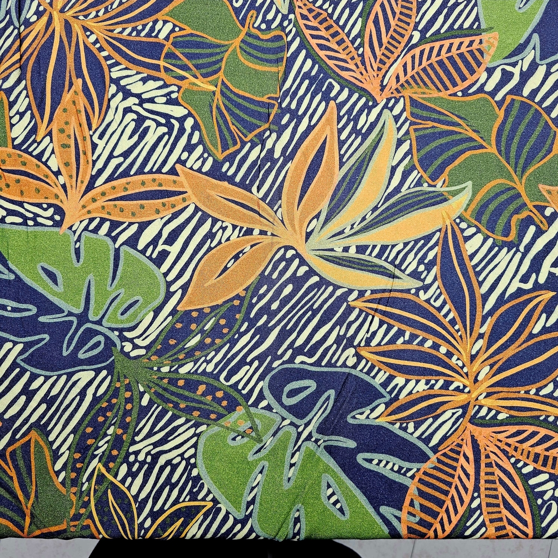 אריג ויסקוזה דפוס עלים טרופיים