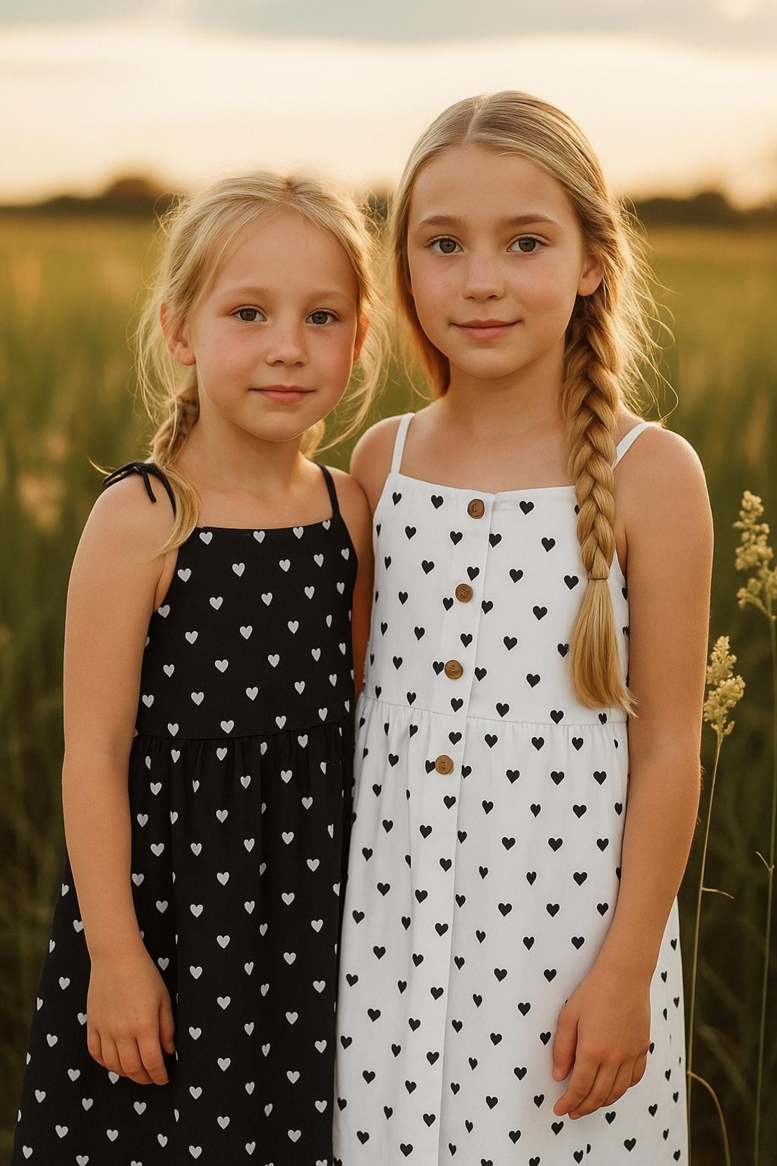 ארג כותנה שחור דפוס לבבות לבנים