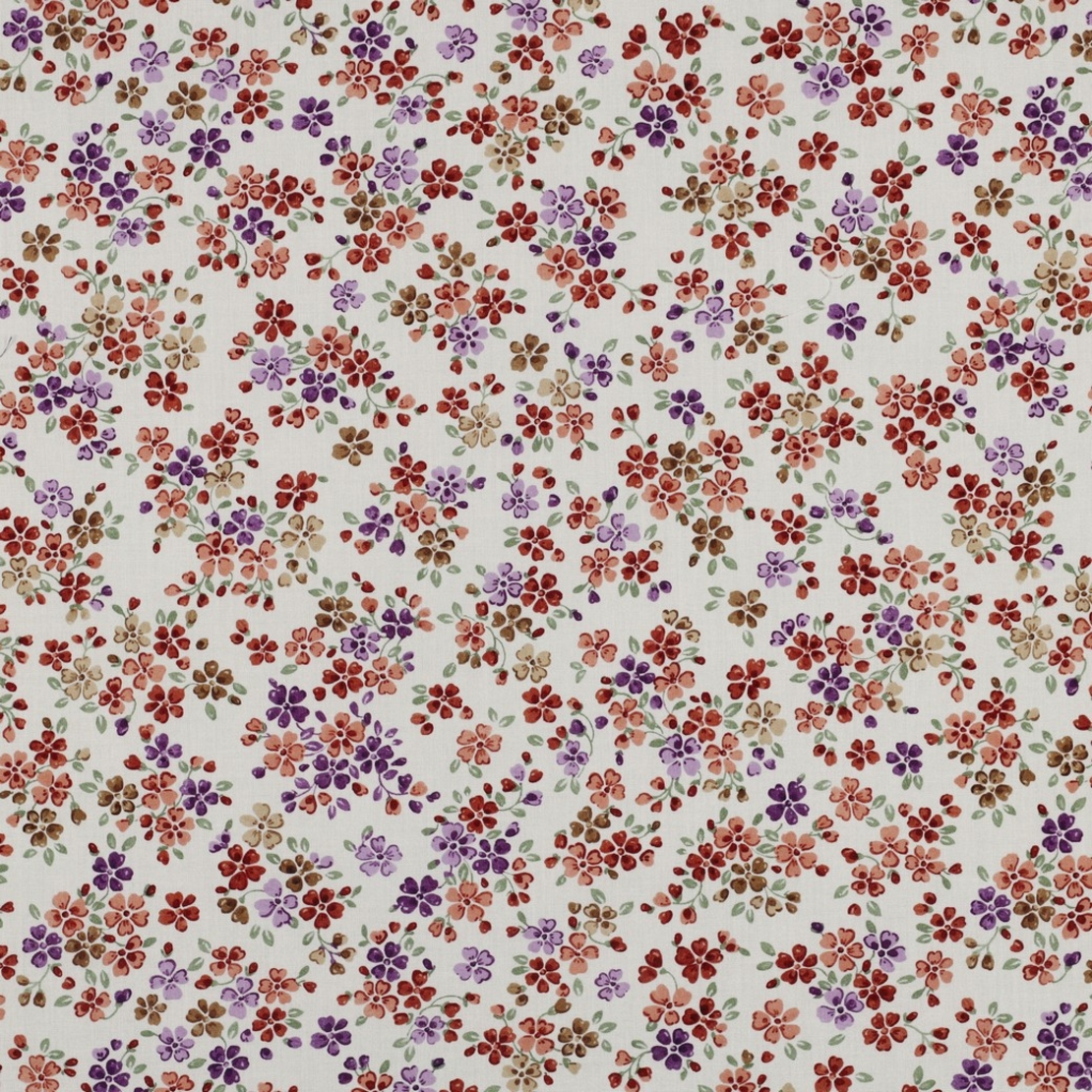 אריג כותנה דפוס פריחה אורבנית על רקע לבן חם