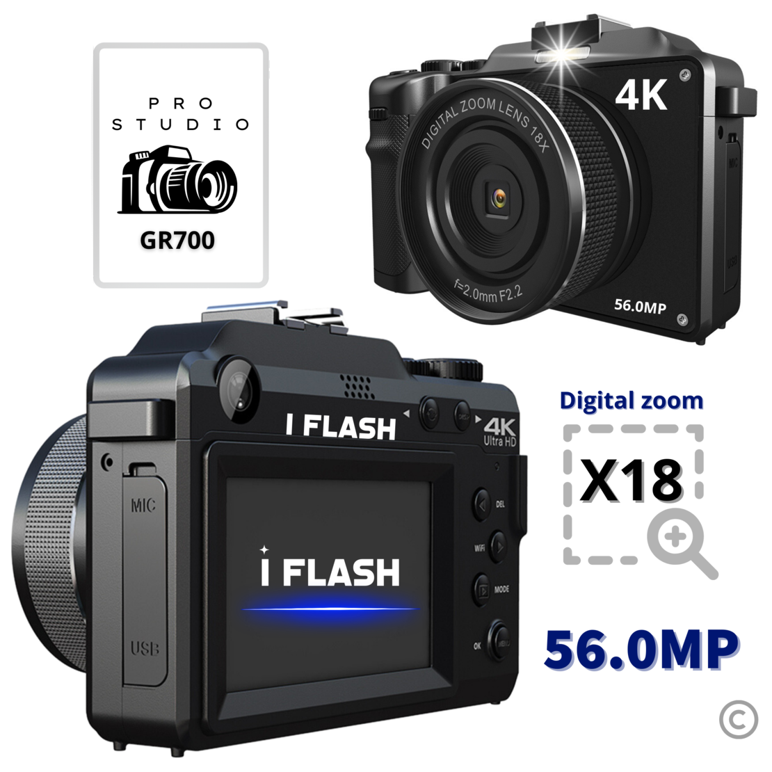 מצלמת I FLASH GR700 המתקדמת ביותר בקטגוריה