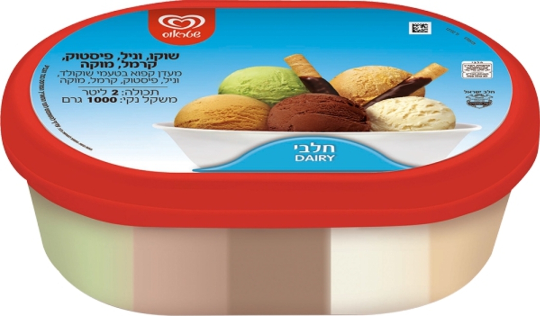 משפחתית 5 טעמים - שוקו, וניל, פיסטוק, קרמל, מוקה