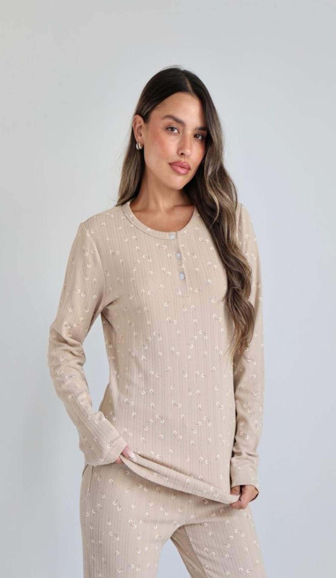 פיג'מה מעבר פלנל דק DELTA נשים S-XL פרחים אופוויט