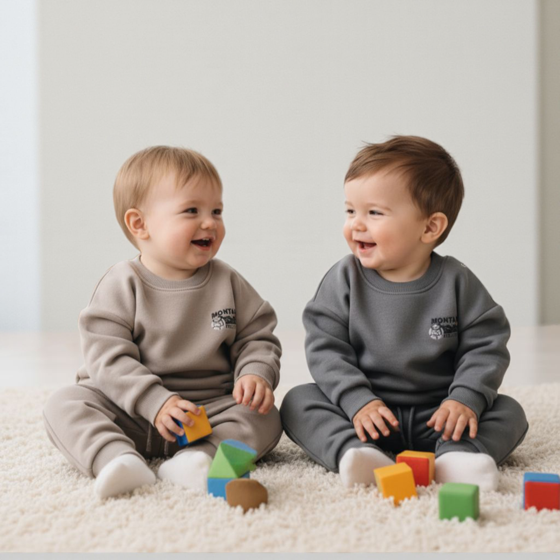 חליפה פוטר מדוגמת 12-24M בנים (אפור/כחול/שמנת/אופוויט)