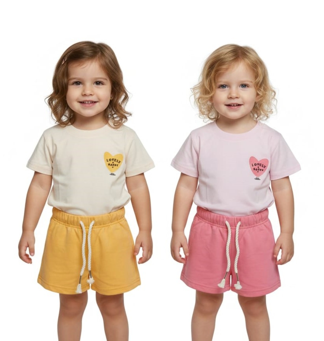 חליפה קיץ מדוגמת 12-24M תינוקות בנות (כתום/ורוד)