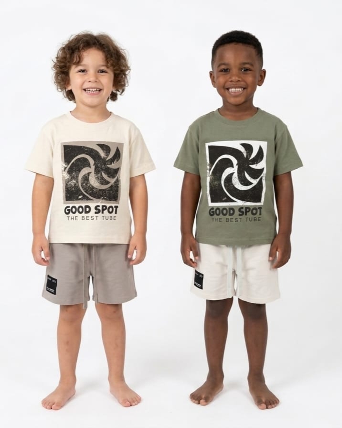 חליפה קיץ מדוגמת 2-8 בנים (ירוק/צהוב)