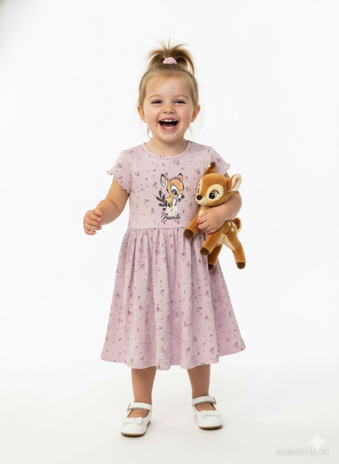 שמלה בד ריב DELTA קיץ 2-10 בנות במבי ורוד