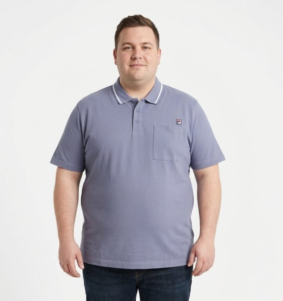 חולצה פולו FILA עם כיס מידות גדולות (כחול בהיר)