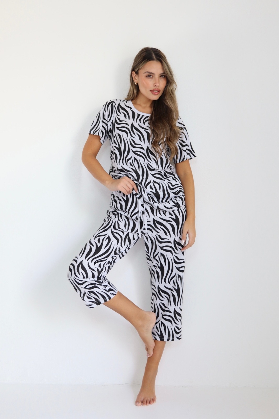 פיג'מה DELTA מכנס 7/8 קיץ S-XL נשים זברה