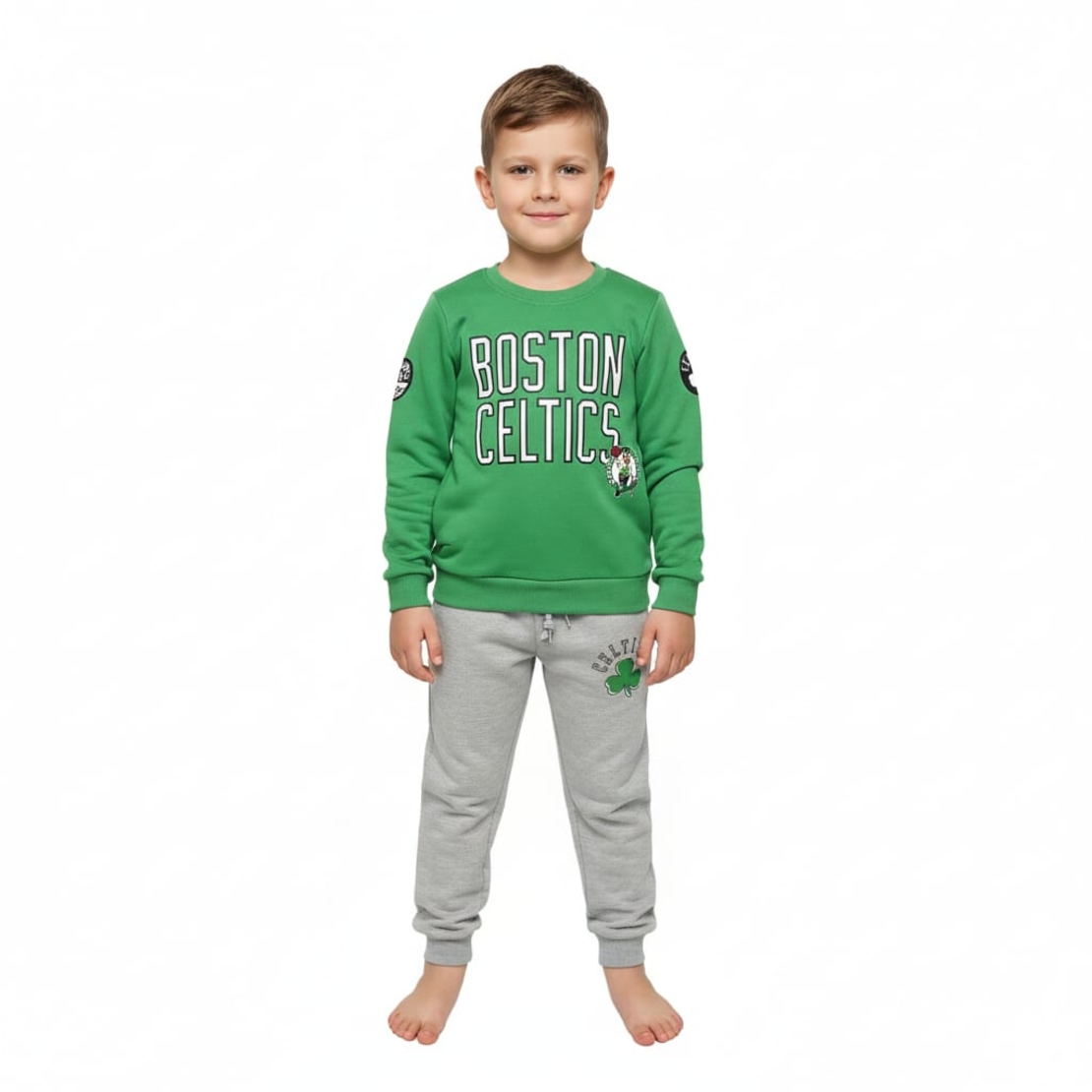 חליפה פוטר NBA מדוגמת 4-10 בנים (ירוק)