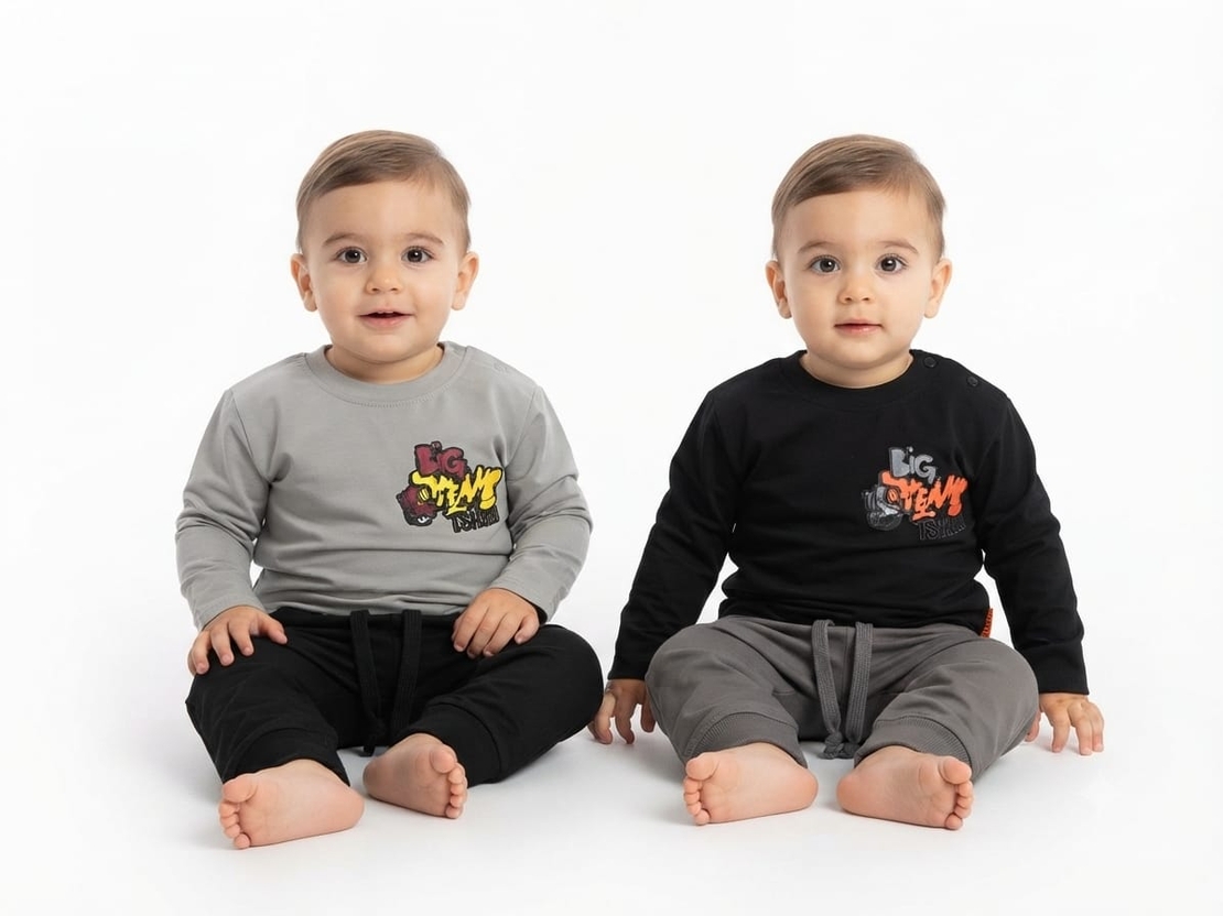 חליפה מעבר 12-24M תינוקות בנים (שחור/אפור)
