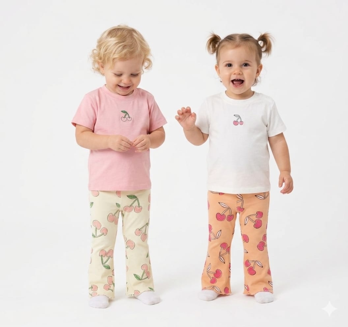 חליפה קיץ מכנס ארוך פדלפון 12-24M תינוקות בנות (ורוד/לבן)