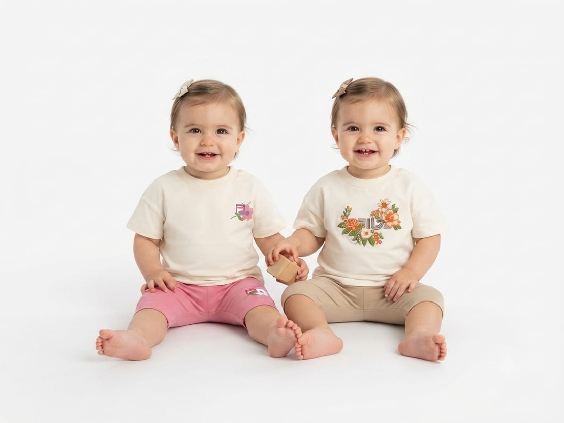 חליפה FILA מדוגמת 6-24M בנות (חום/ורוד)