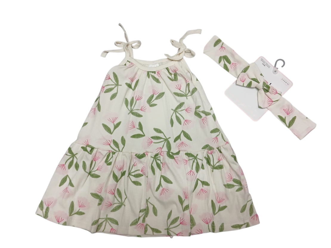 שמלה קיץ מדוגמת בד ריב 2-10 בנות (פרחוני)