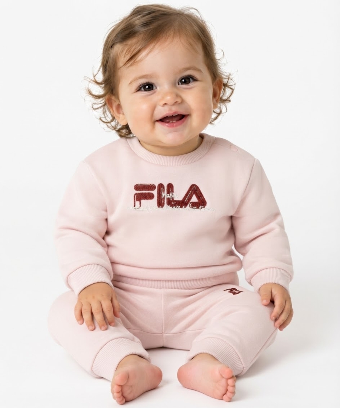 חליפה פוטר FILA מדוגמת 0-6M תינוקות בנות (ורוד)