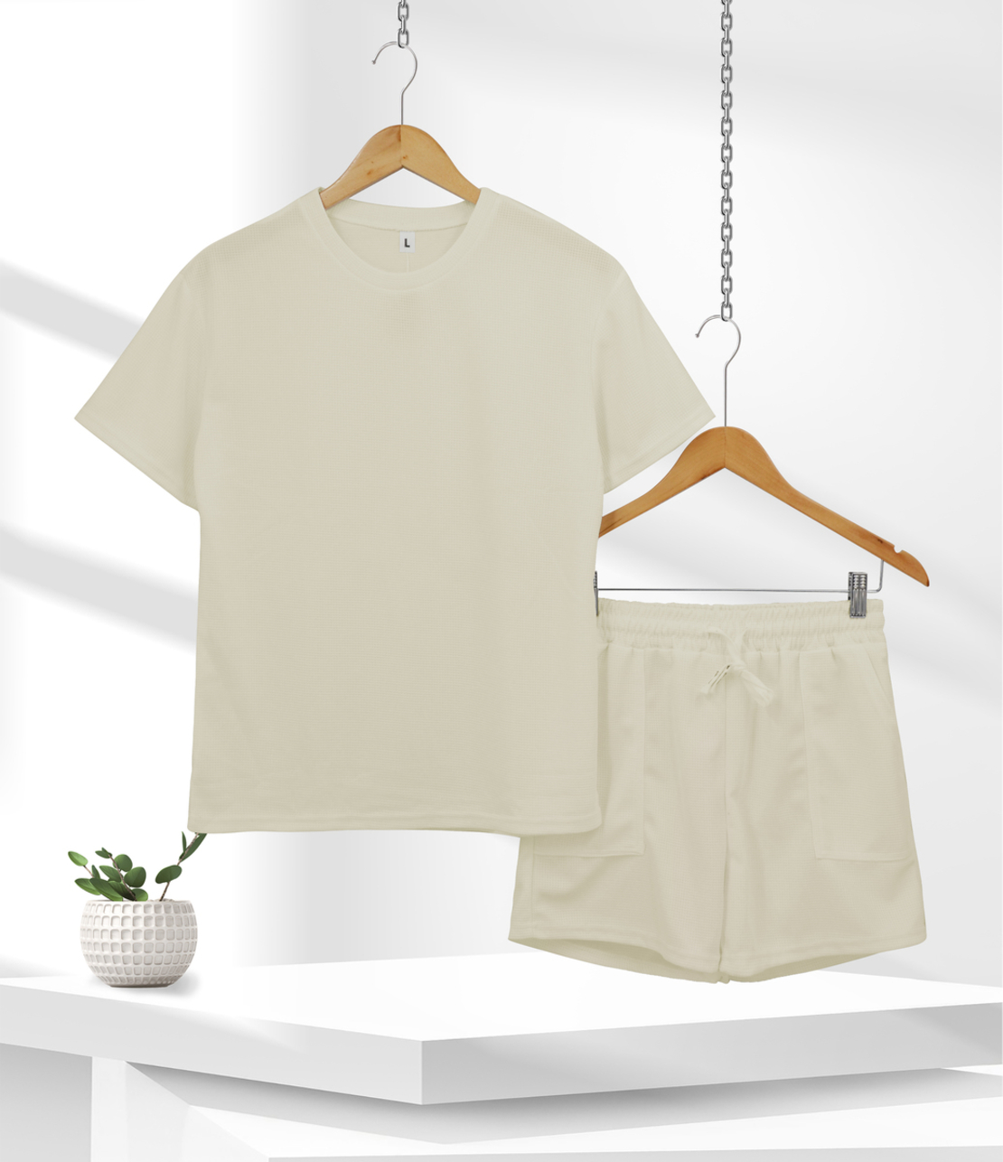 חליפה בד וופל חלקה S-XXL נשים (אופוויט)