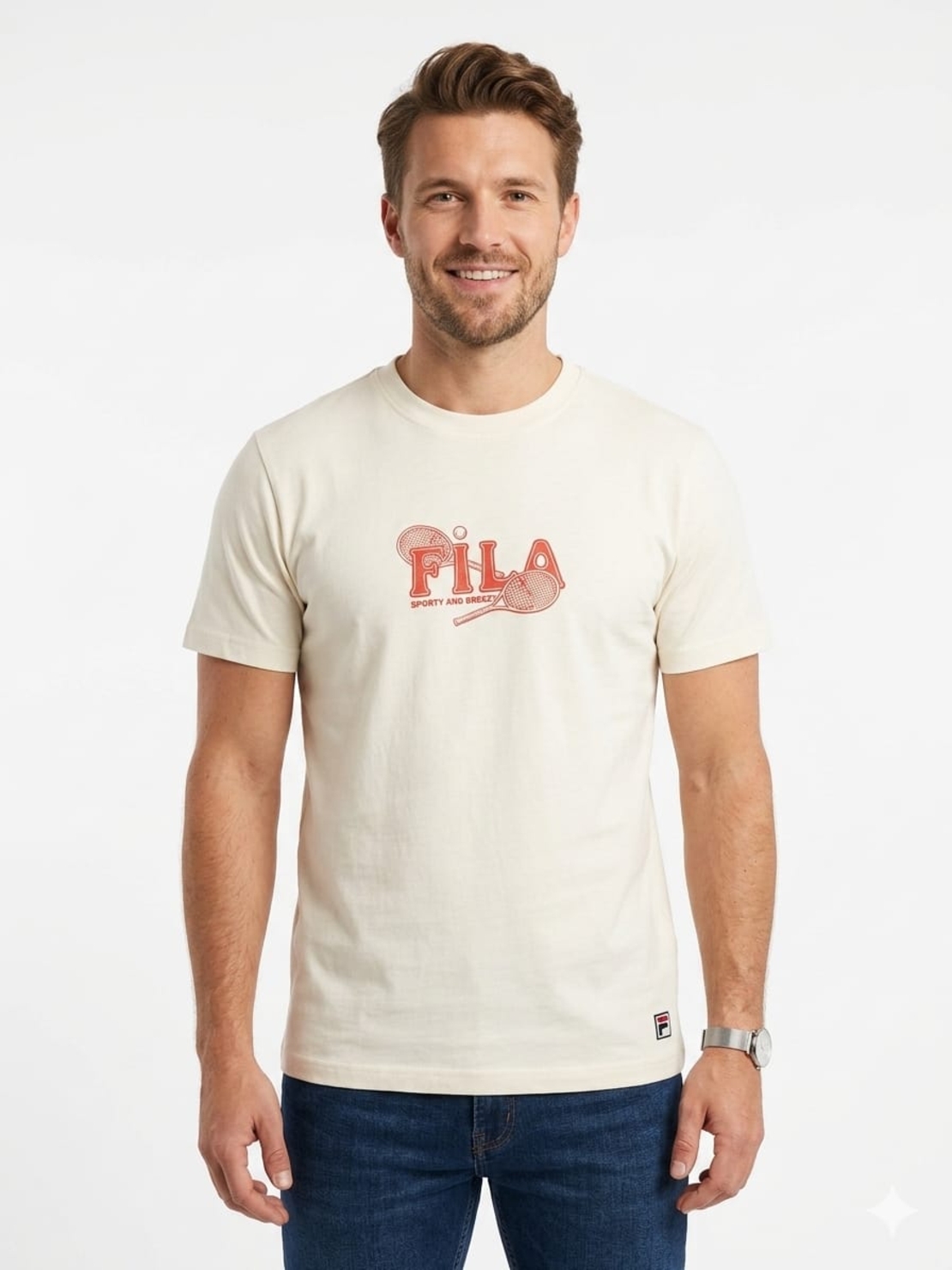 חולצה טריקו FILA מדוגמת S-XXL גבר (שחור/שמנת/כחול/מנטה)