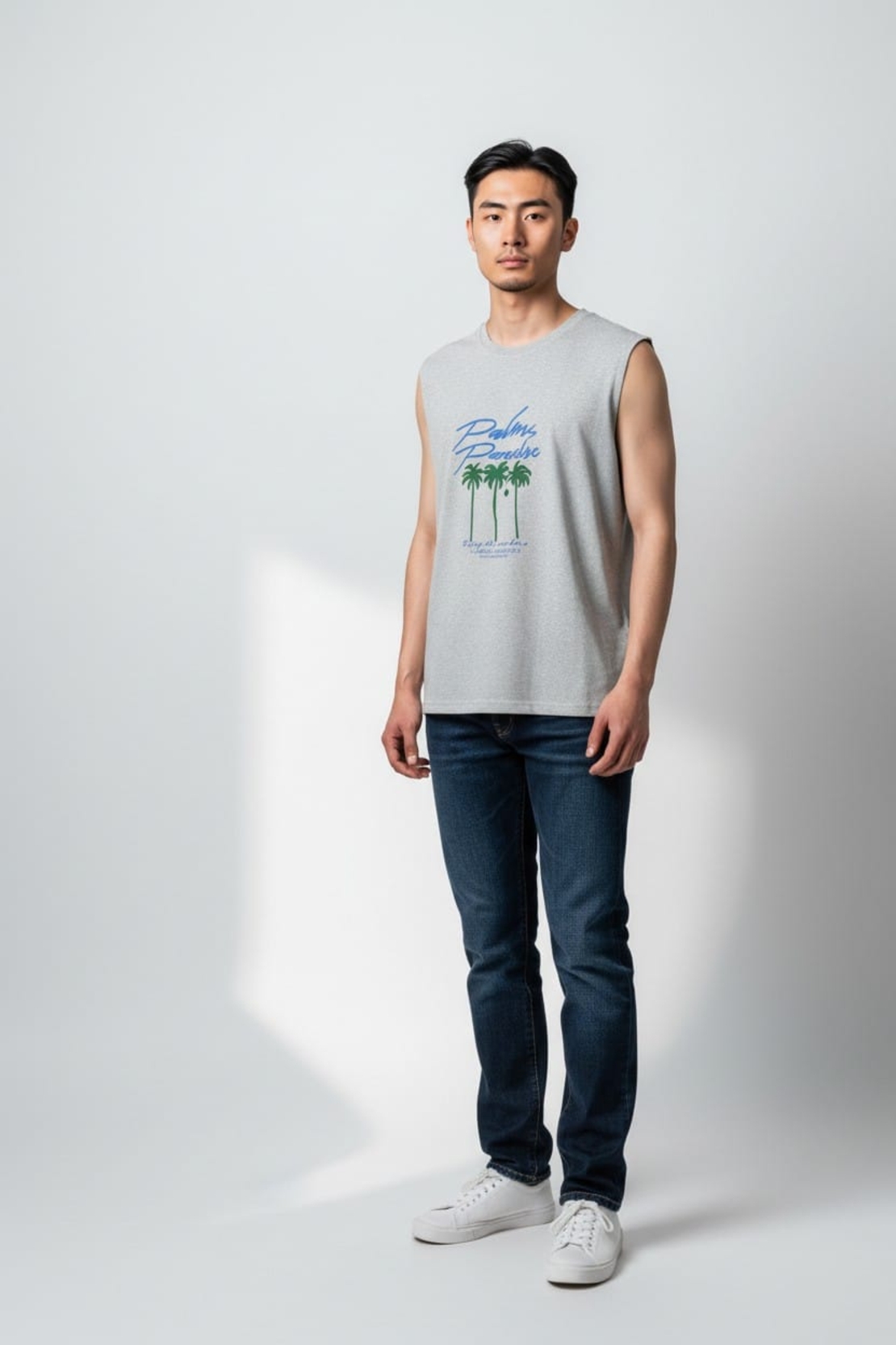 חולצה ללא שרוול 100% כותנה M-XXL גבר (אפור)