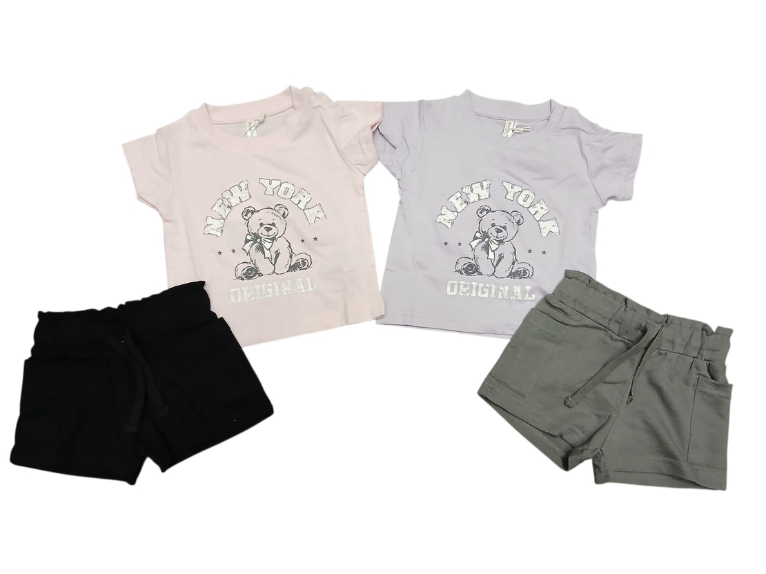 חליפה קיץ מדוגמת 6-24M תינוקות בנות (סגול/ורוד)