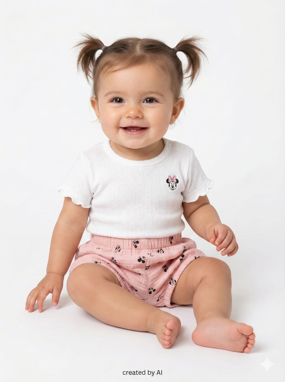 חליפה DELTA קיץ 3-24M תינוקות בנות מיני מאוס לבן