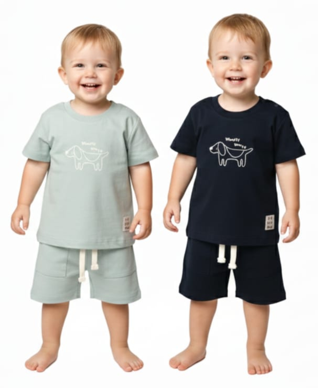 חליפה קיץ מדוגמת 6-24M תינוקות בנים (תכלת/כחול)