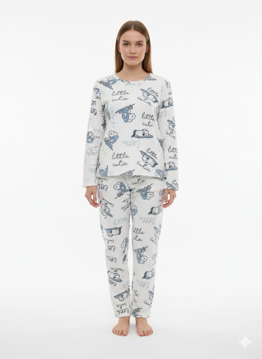 פיג'מה פלאפי נשים סנופי לבן S-XL