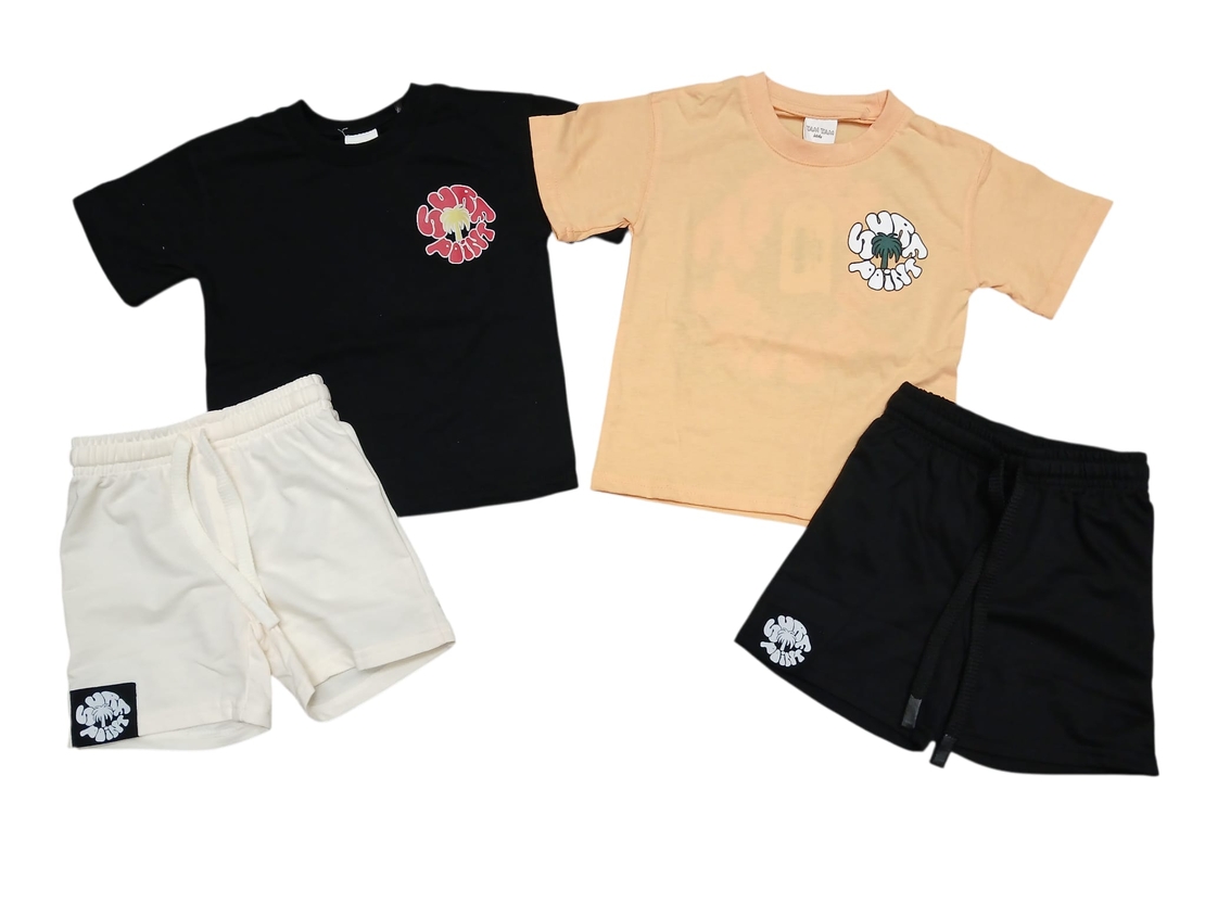 חליפה קיץ מדוגמת 2-8 בנים (שחור/כתום)