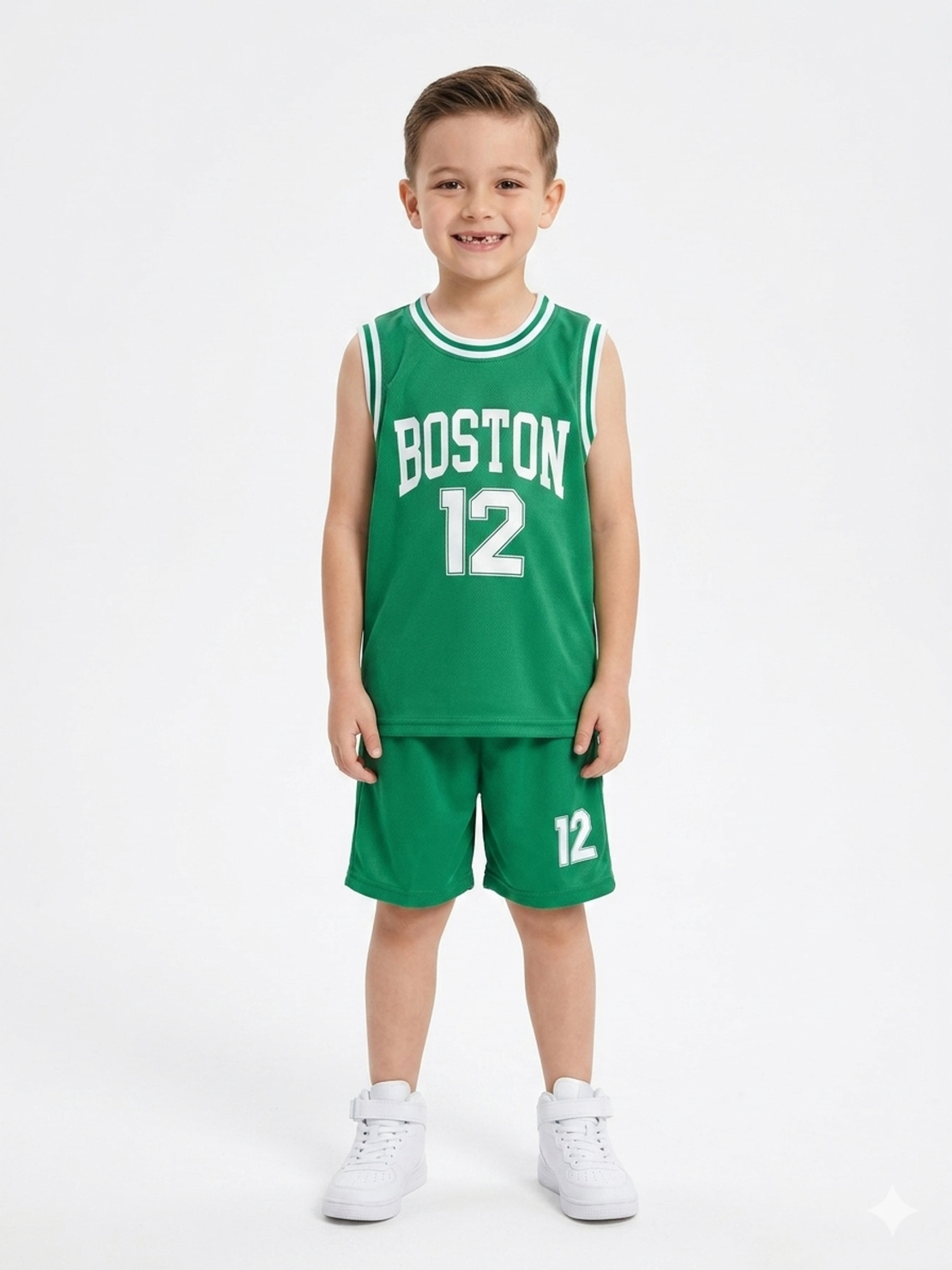 חליפה כדורסל מדוגמת 4-14 בנים (ירוק)