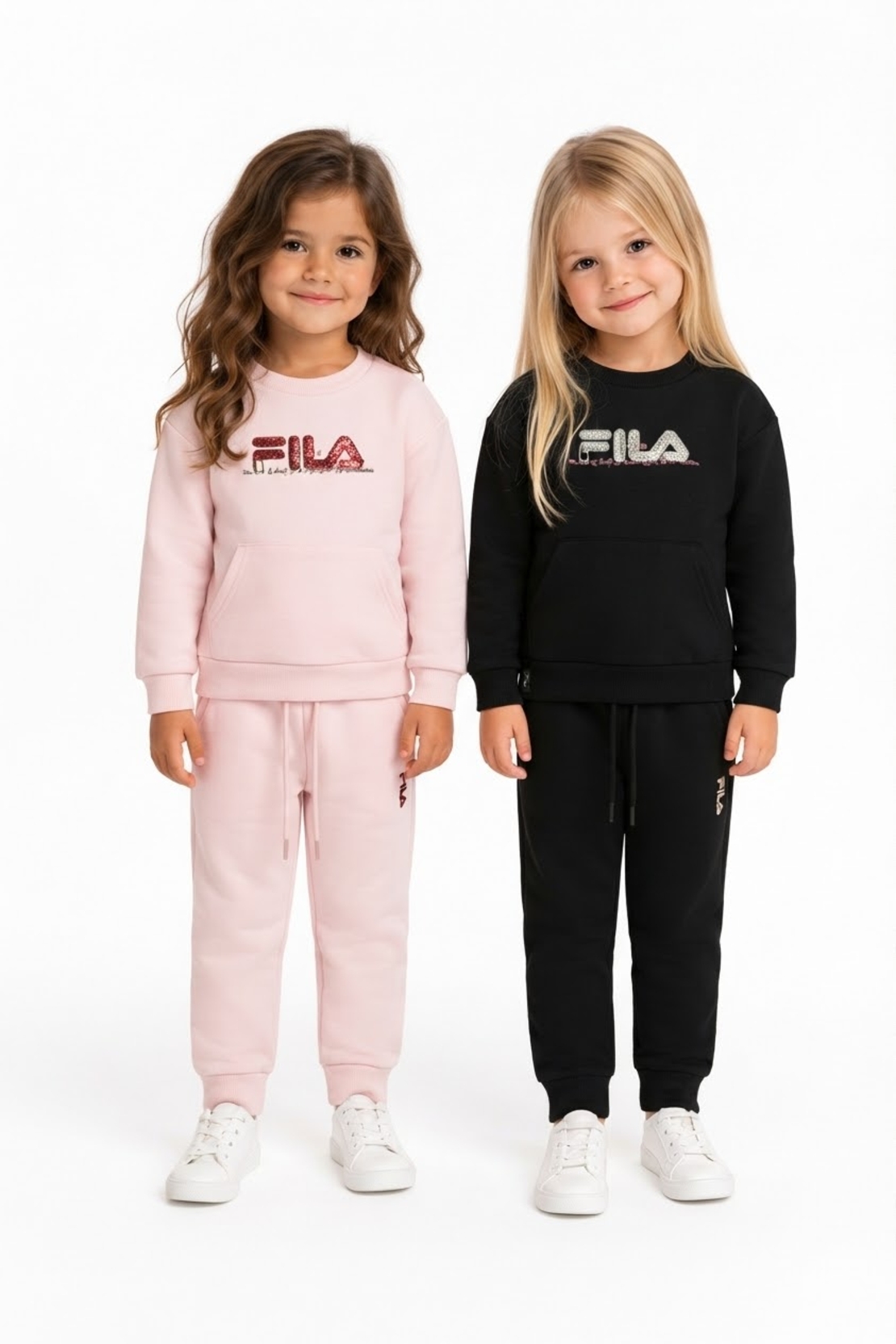 חליפה פוטר FILA מדוגמת 2-8 בנות (שחור/ורוד)