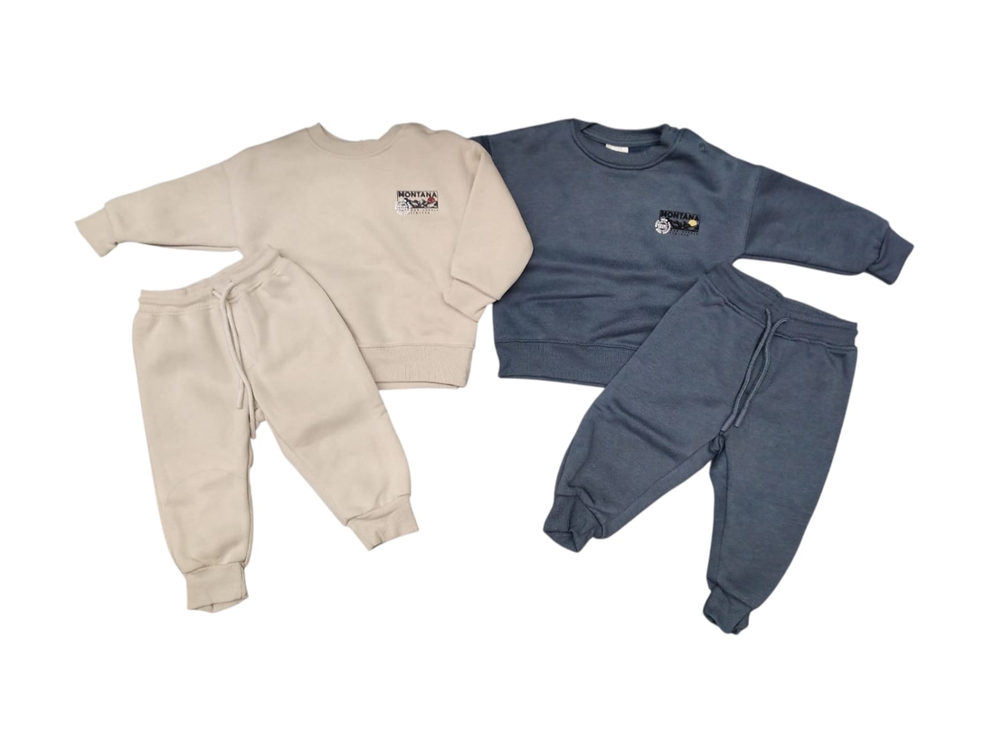 חליפה פוטר מדוגמת 12-24M בנים (אפור/כחול/שמנת/אופוויט)