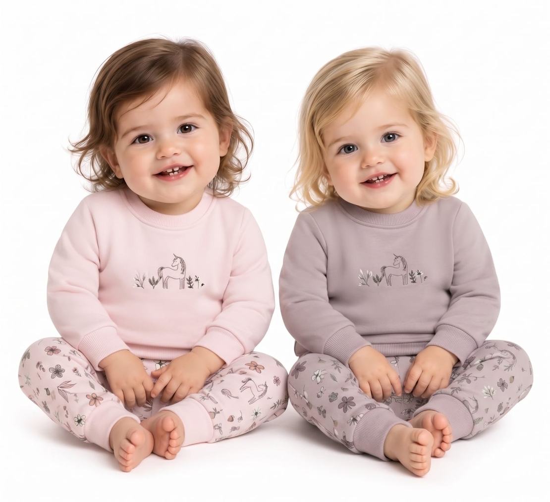 פיג'מה פוטר מדוגמת 6-24M תינוקות בנות (ורוד/סגול)