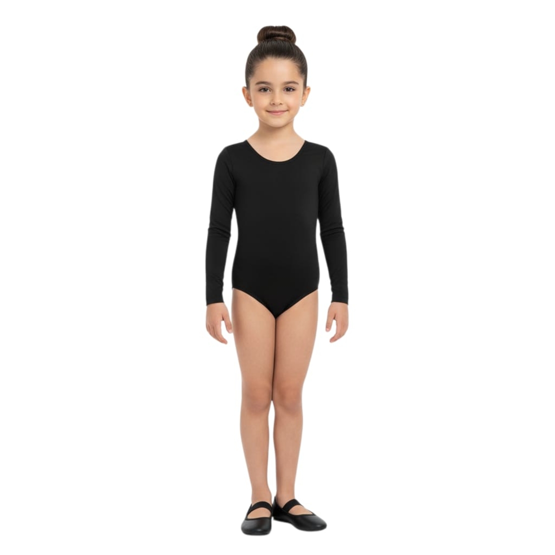 בגד גוף שרוול ארוך 2-14 בנות (שחור)