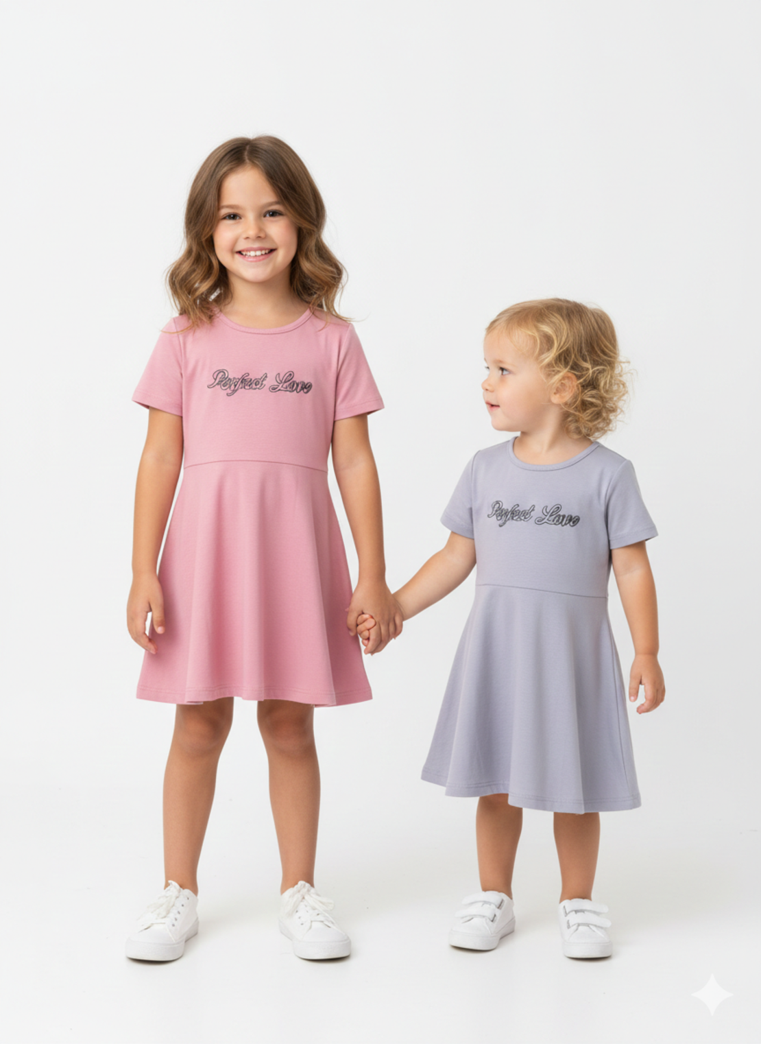 שמלה קיץ מדוגמת 2-10 בנות (סגול/ורוד/כחול/ורוד בהיר)