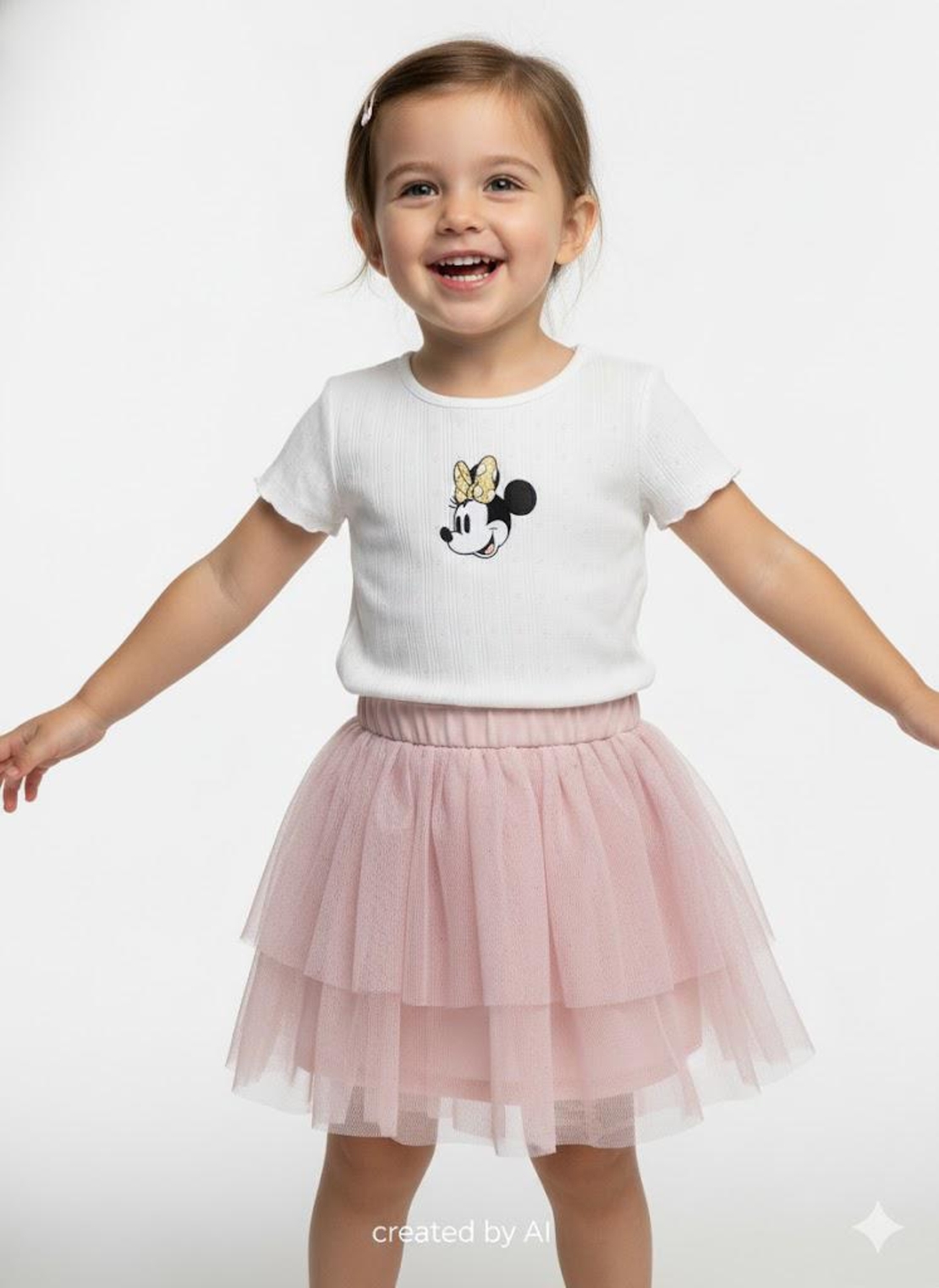 חליפה חצאית טול DELTA קיץ 2-8 בנות מיני מאוס לבן