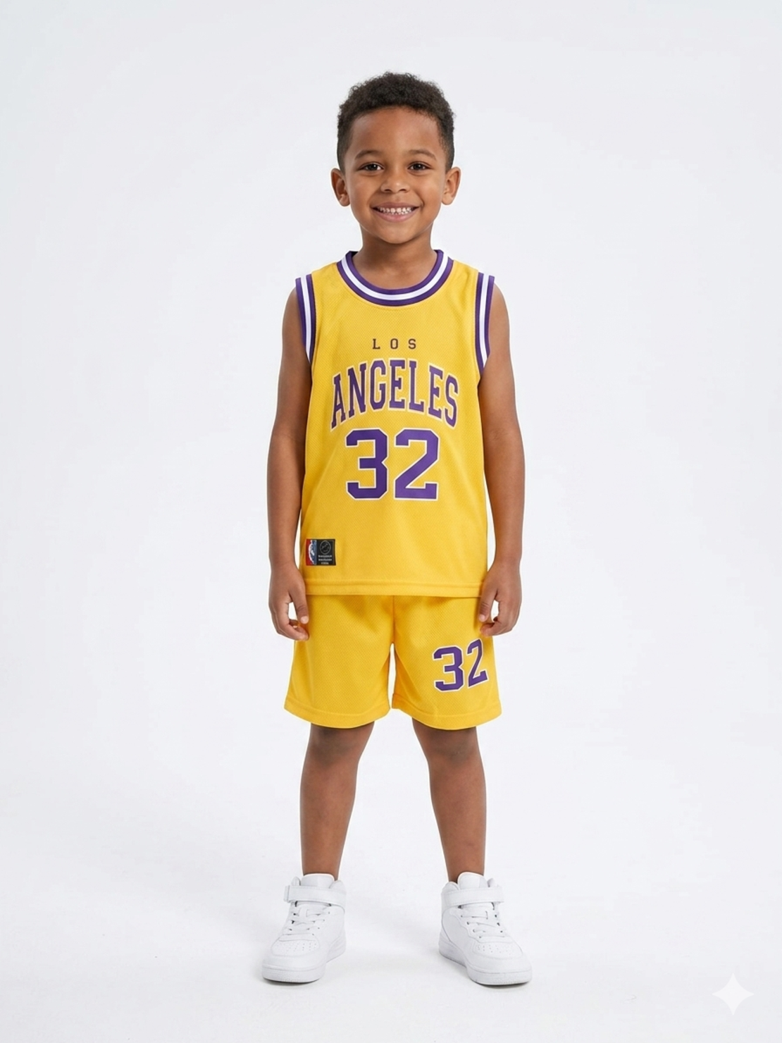 חליפה כדורסל מדוגמת 4-14 בנים (צהוב)