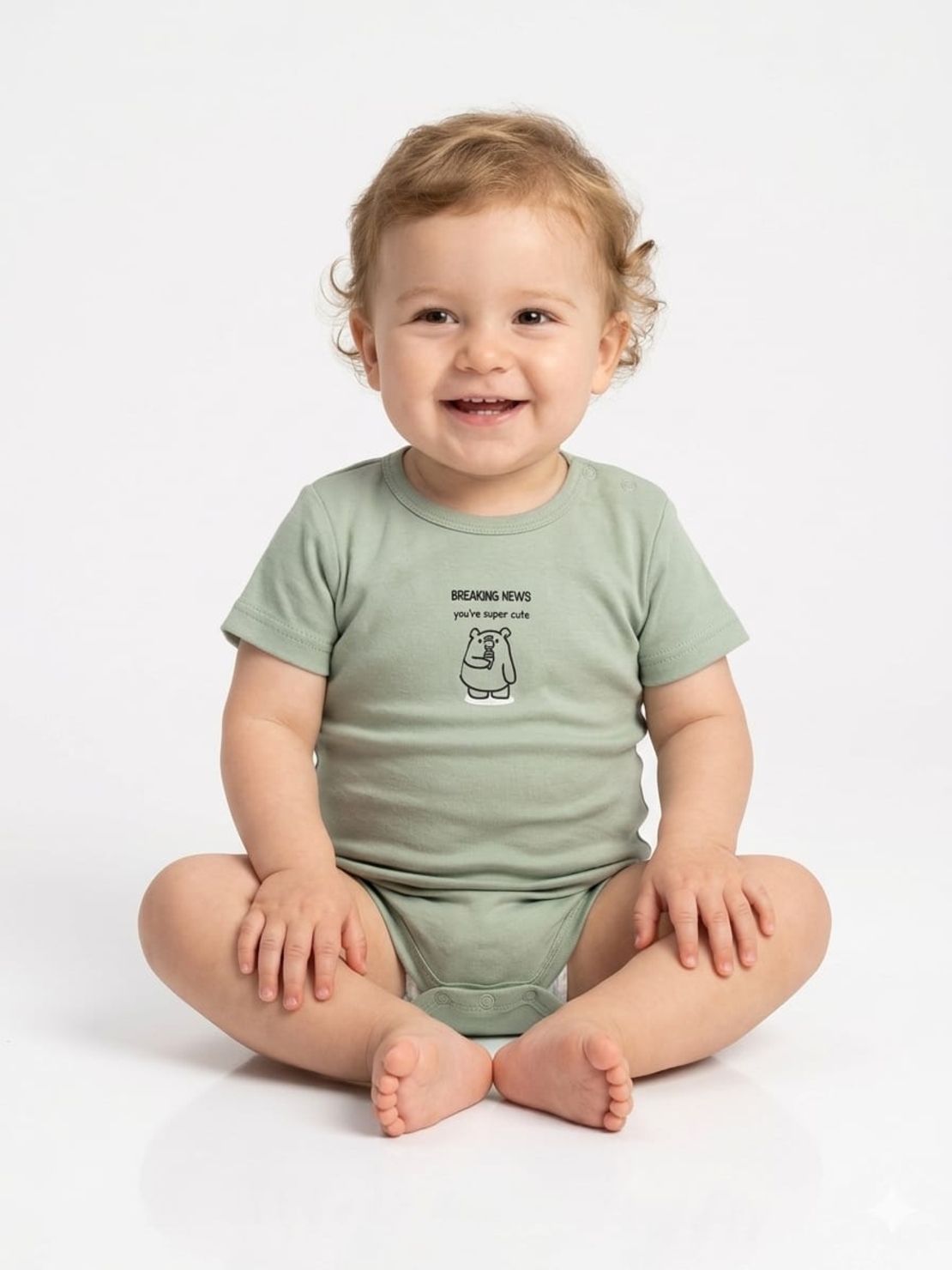 בגד גוף קיץ מדוגם 3-24M תינוקות בנים (ירוק/כחול/אופוויט)