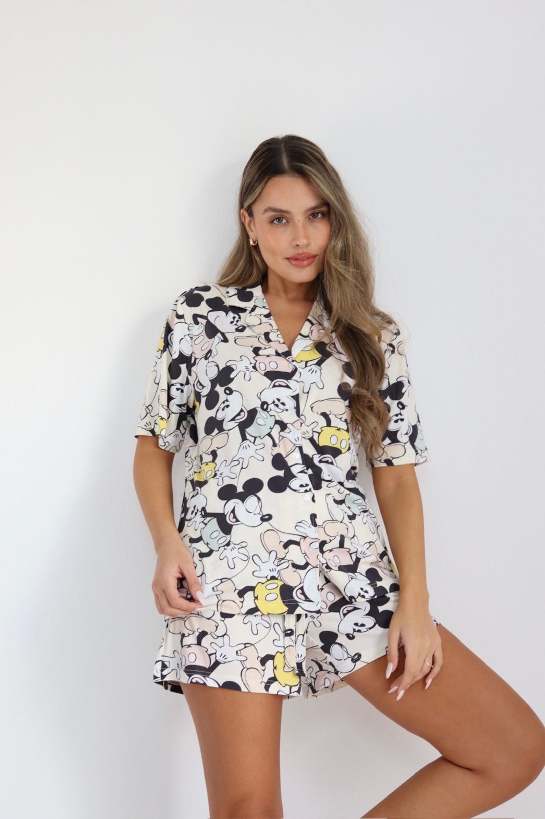 פיג'מה DELTA קיץ מכופתרת S-XL נשים מיקי מאוס