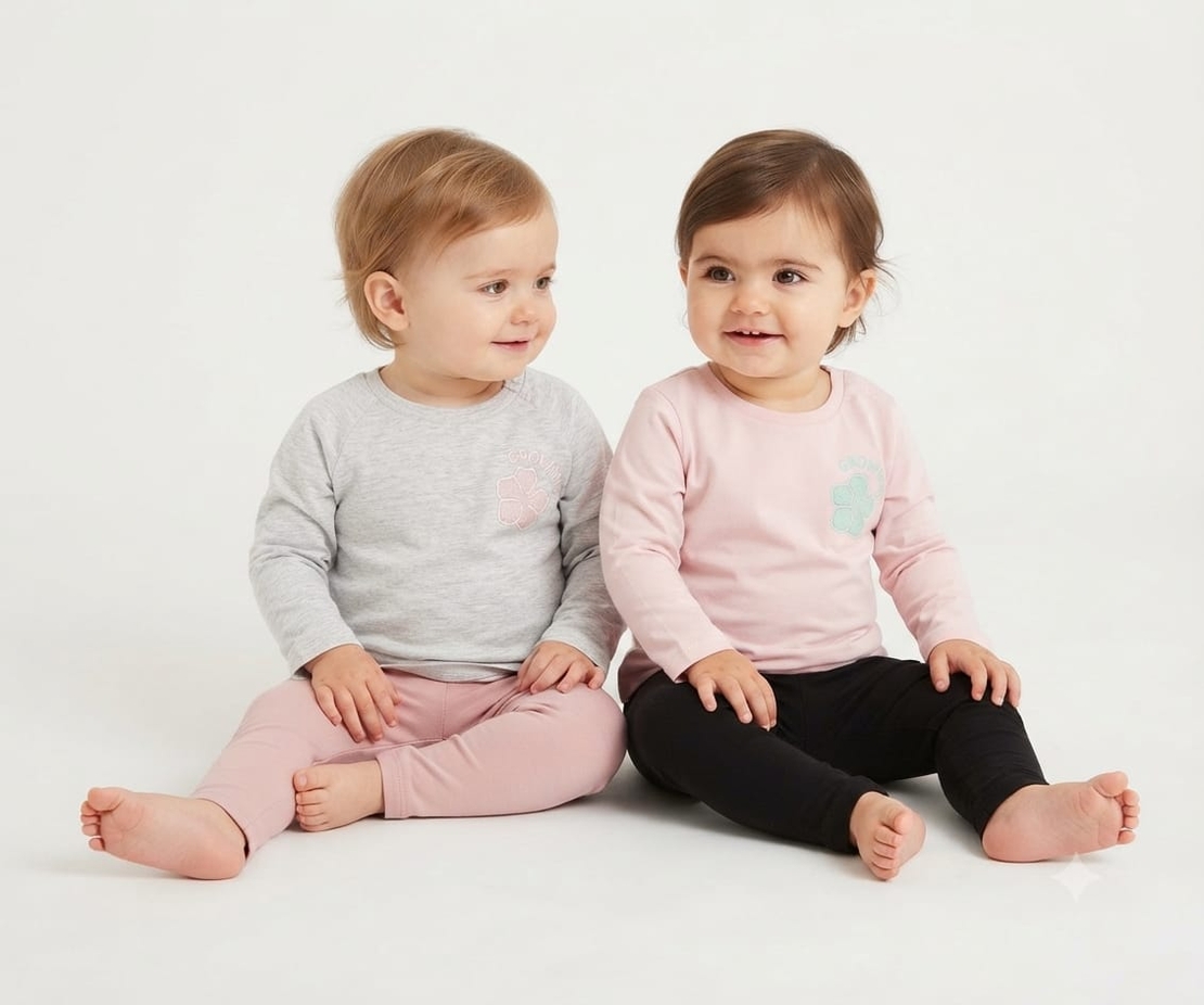 חליפה מעבר 6-24M תינוקות בנות (ורוד/אפור)