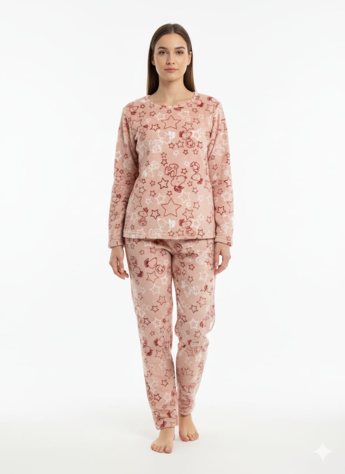 פיג'מה פלאפי נשים סנופי ורוד S-XL