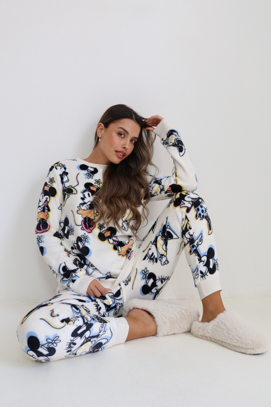 פיג'מה פלאפי DELTA נשים S-XL מיני מאוס לבן