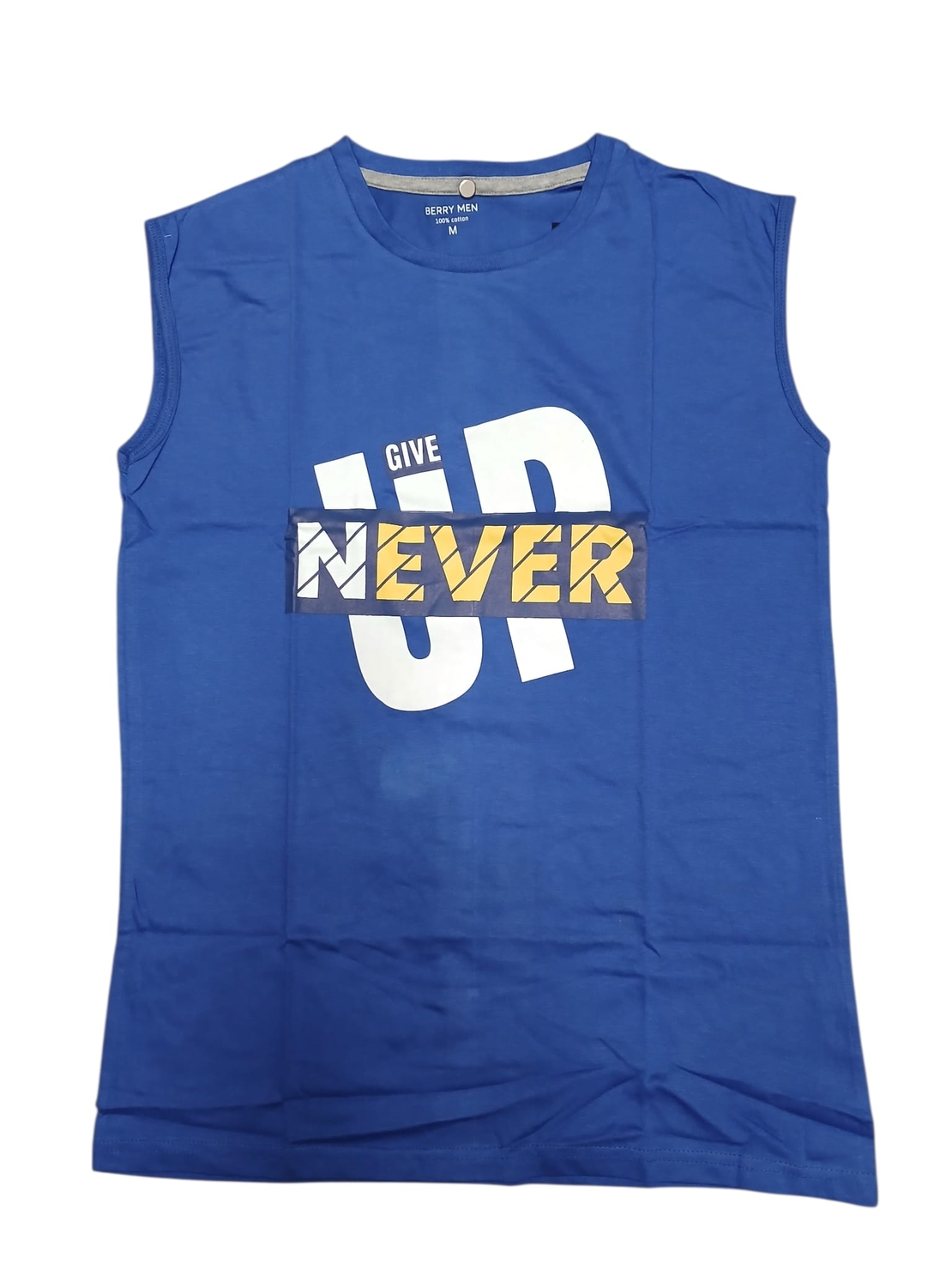 חולצה ללא שרוול 100% כותנה M-XXL גבר (כחול)