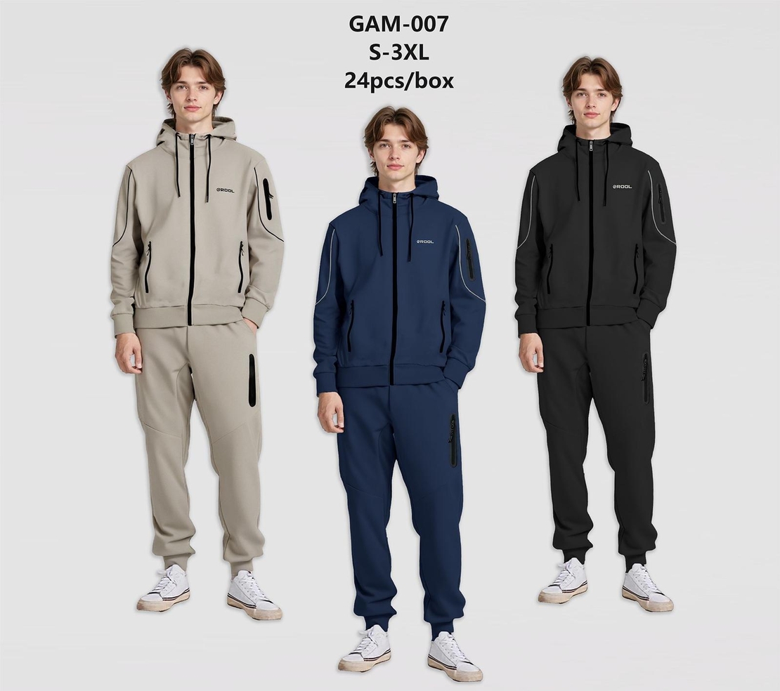 חליפה מדוגמת S-XXL גבר (שחור/כחול/אופוויט)