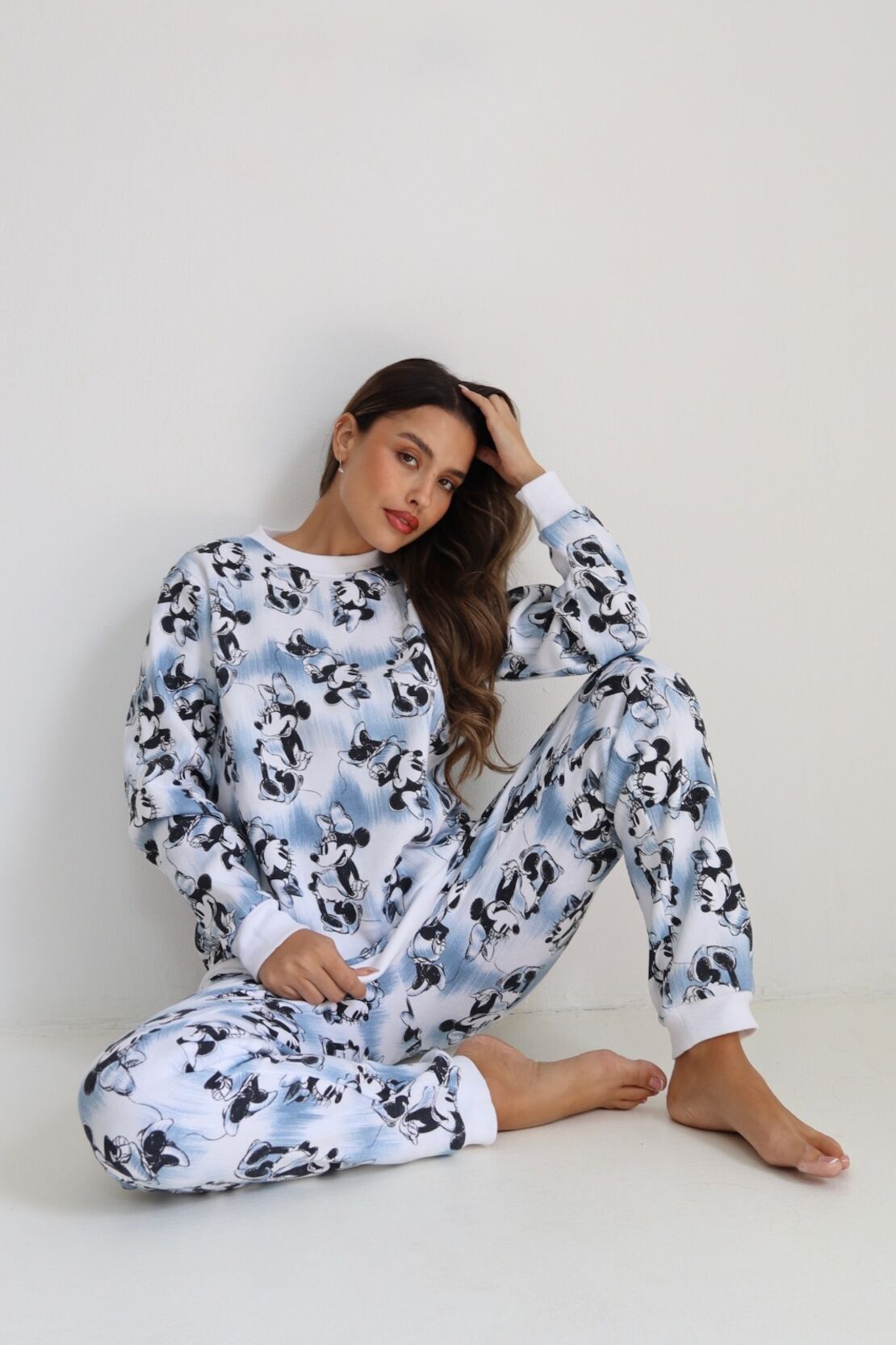 פיג'מה פוטר DELTA נשים XS-XL מיני מאוס תכלת