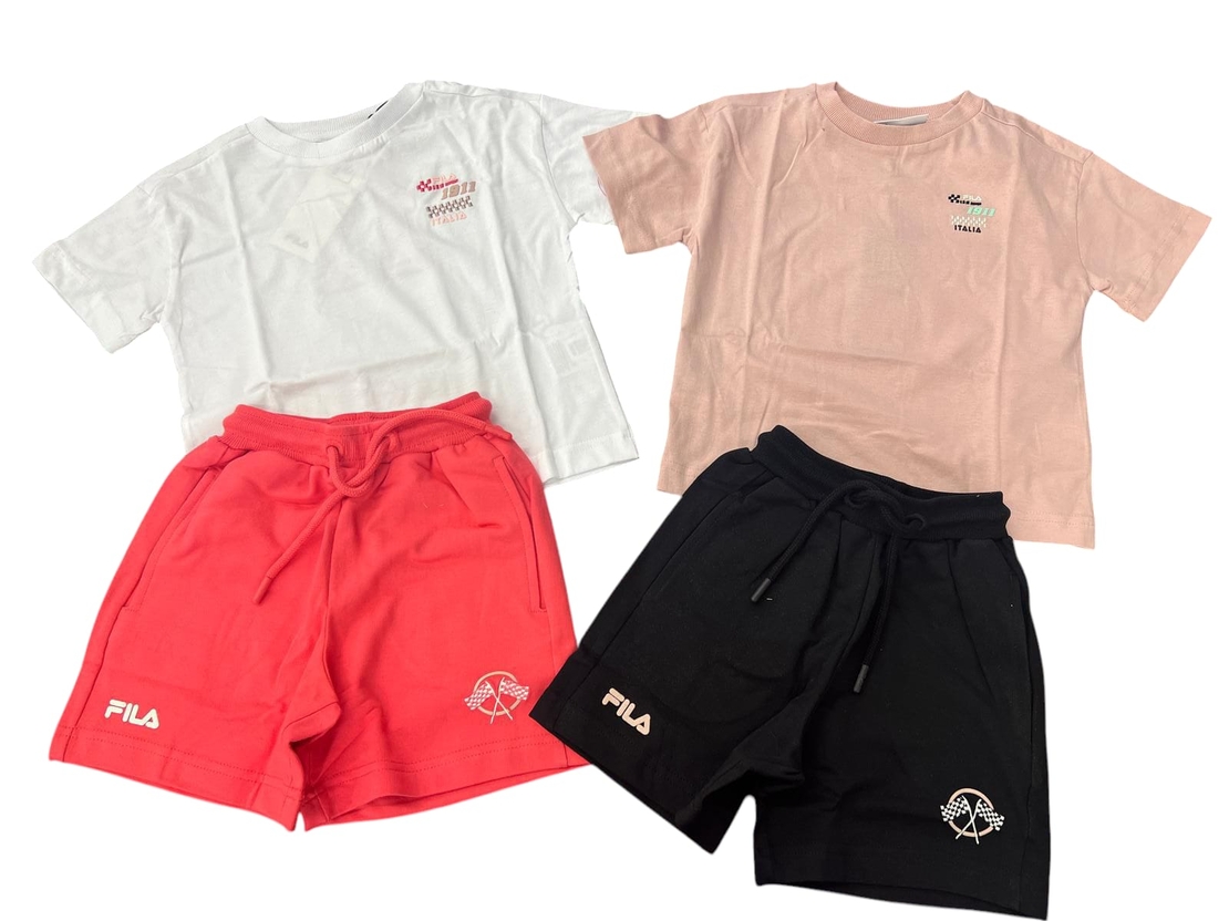 חליפה קיץ FILA מדוגמת 6-24M תינוקות בנות (ורוד/לבן)