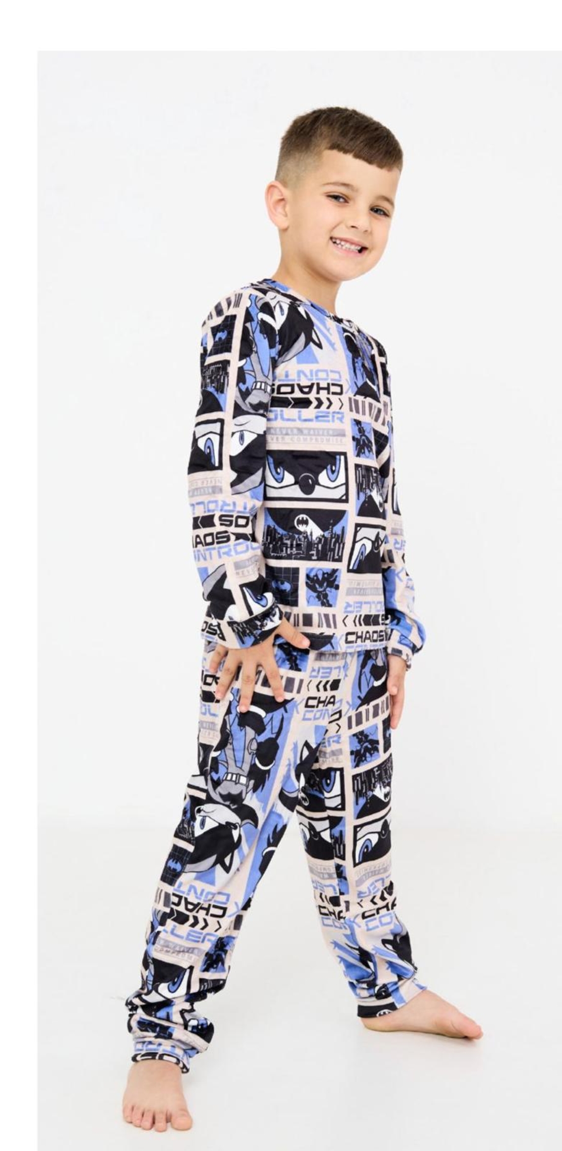 פיג'מה קטיפה GOLF בנים 4-10 סוניק/באטמן כחול