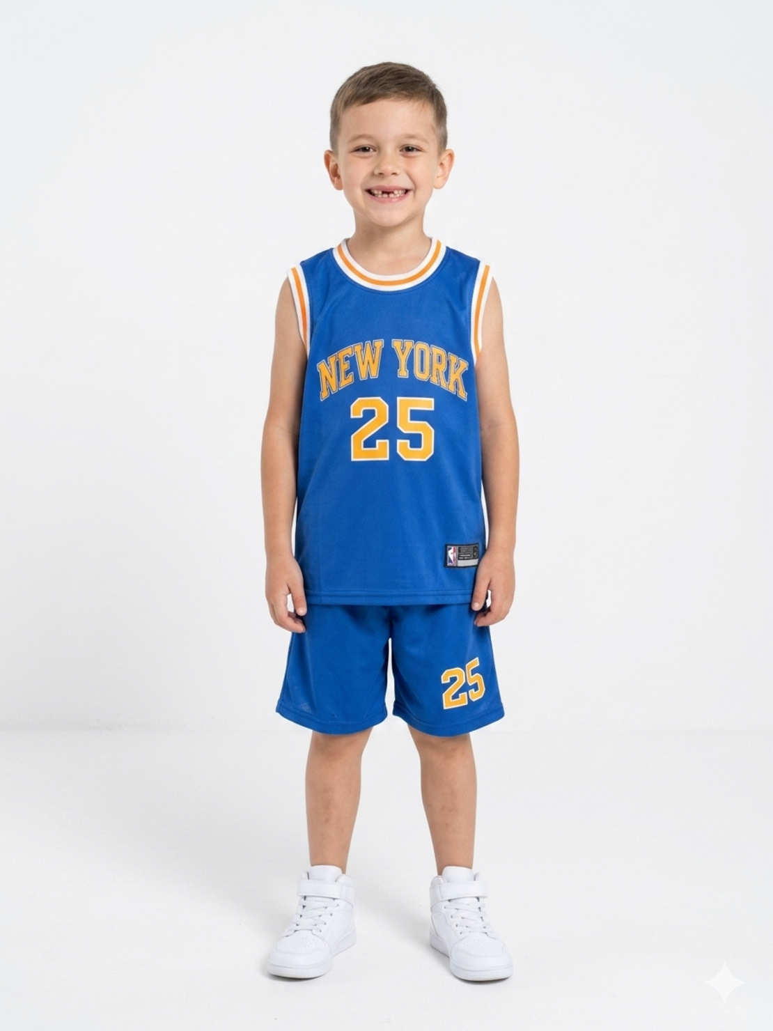 חליפה כדורסל מדוגמת 4-14 בנים (כחול)