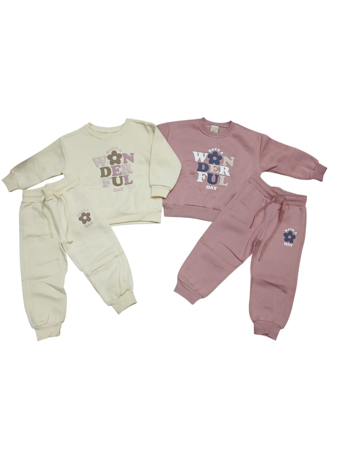 חליפה פוטר מדוגמת 2-8 בנות (ורוד/שמנת/ורוד בהיר/אפור)