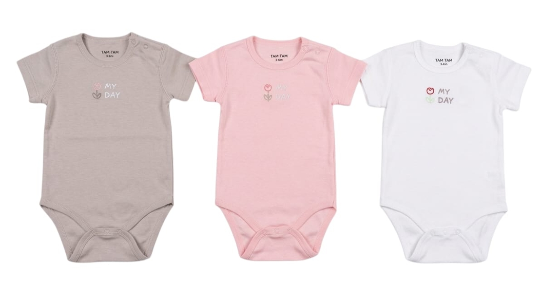 בגד גוף קיץ מדוגם 3-24M בנות (ורוד/לבן/אופוויט)