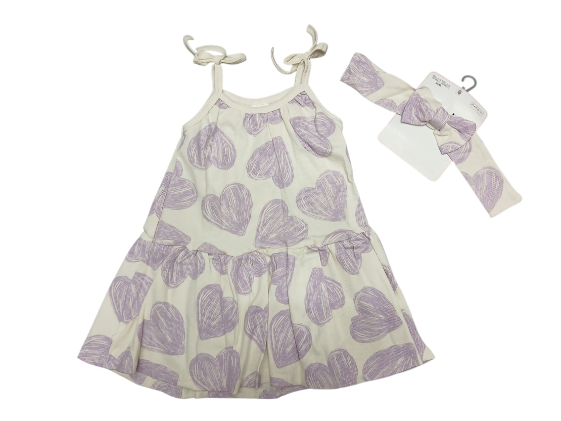 שמלה קיץ מדוגמת בד ריב 2-10 בנות (סגול)