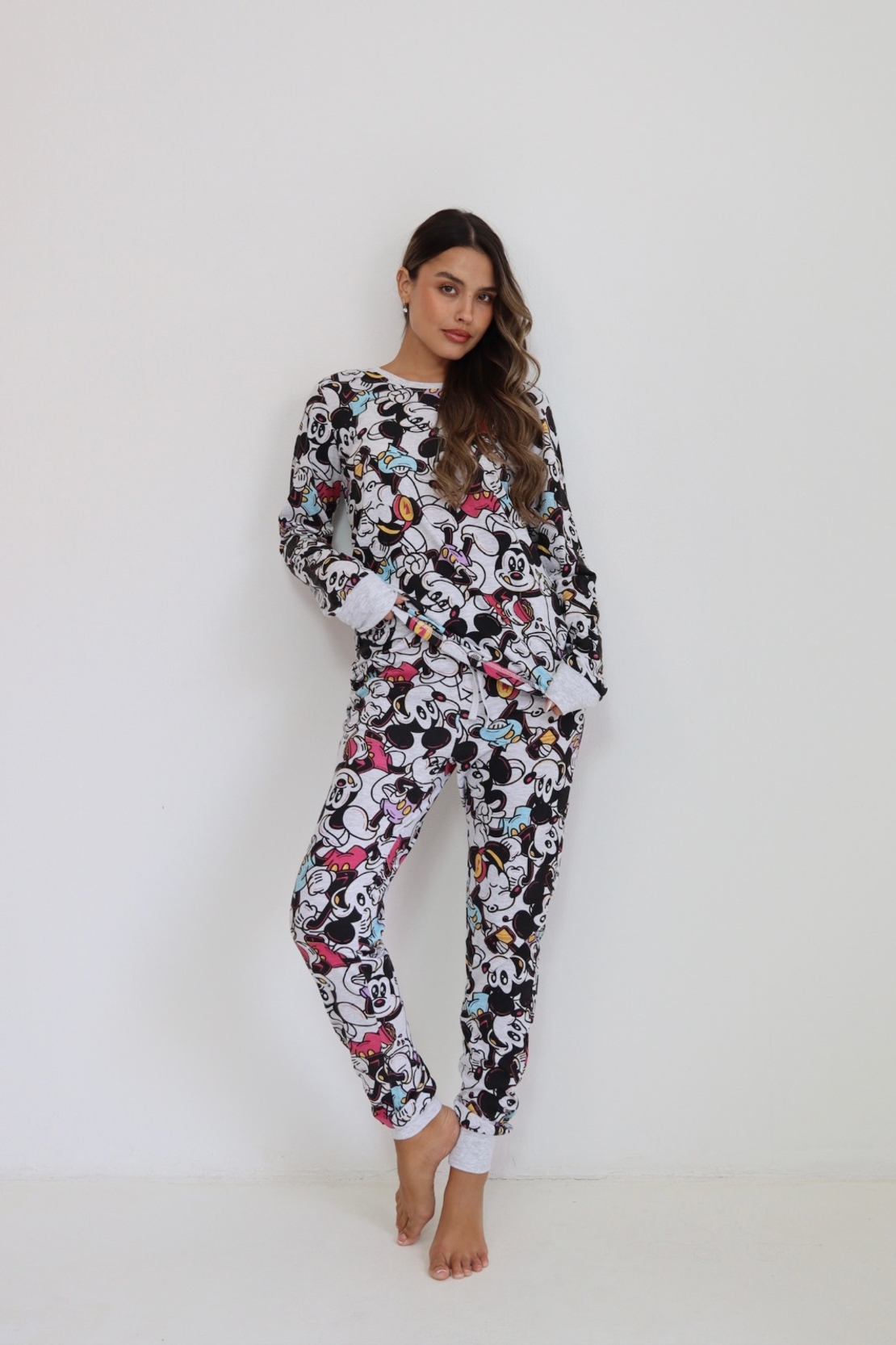 פיג'מה DELTA מעבר ויסקוזה מידות גדולות XXL נשים מיקי מאוס אפור